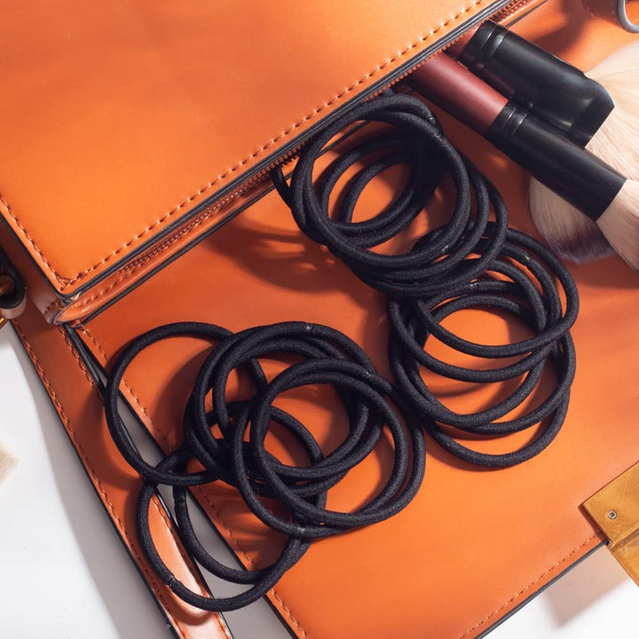 100Pcs Womens Elastics Hair Tie, 4MM Black Ponytail Holders Hair Bands, 2 Inch in Diameter Elastic Band for Medium to Thick Hair (4Mm Black)