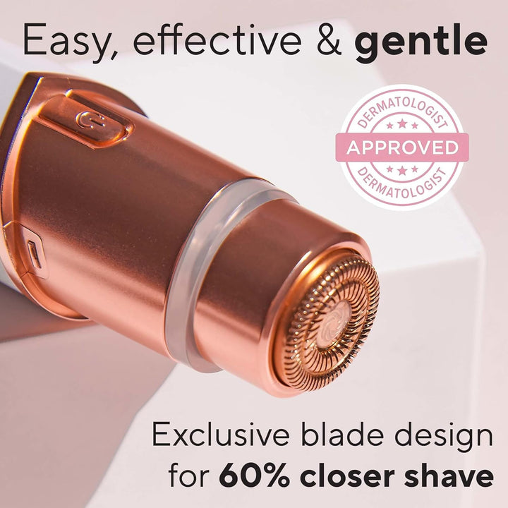 Facial Hair Remover for Women, Rose Gold Electric Face Razor with LED Light, Recyclable Packaging