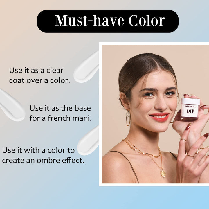 Dip Powder Clear Color 2Oz/56G, Basic Transparent Acrylic Dipping Powder Crystal French Nail Art Starter Manicure Salon DIY at Home, Odor-Free, Long-Lasting, No Nail Lamp Needed