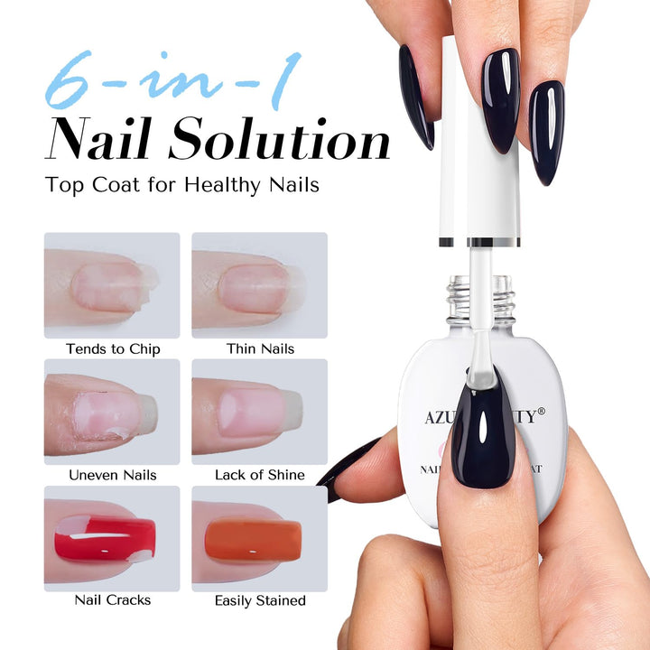 Natural Top Coat Nail Polish – Clear, Quick Dry, Long Lasting, Glossy Shine, Air Dry Formula, Smooth Finish, Nail Lacquer for Manicure & Nail Art, Salon-Quality