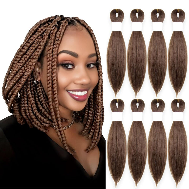 Purple Braiding Hair 20 Inch Pre Stretched Hair Long Straight Crochet Braids Yaki Texture Synthetic Fiber 4 Packs (Dark Purple)