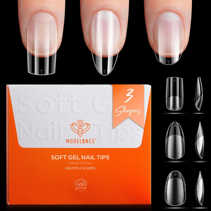 Gel Nail Kit Almond, Upgrade 15Sizes Fake Nails, 9-In-One Glue Dehydrator & Mini U V Light Clipper, 510Pcs Medium Almond Press on Tips for Extension DIY Salon Home Gift