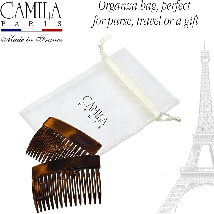 Paris CP2942 French Hair Side Comb, Small Tortoise Shell, French Twist Hair Combs Decorative, Strong Hold Hair Clips for Women Bun Chignon Up-Do Styling Girls Hair Accessories, Made in France