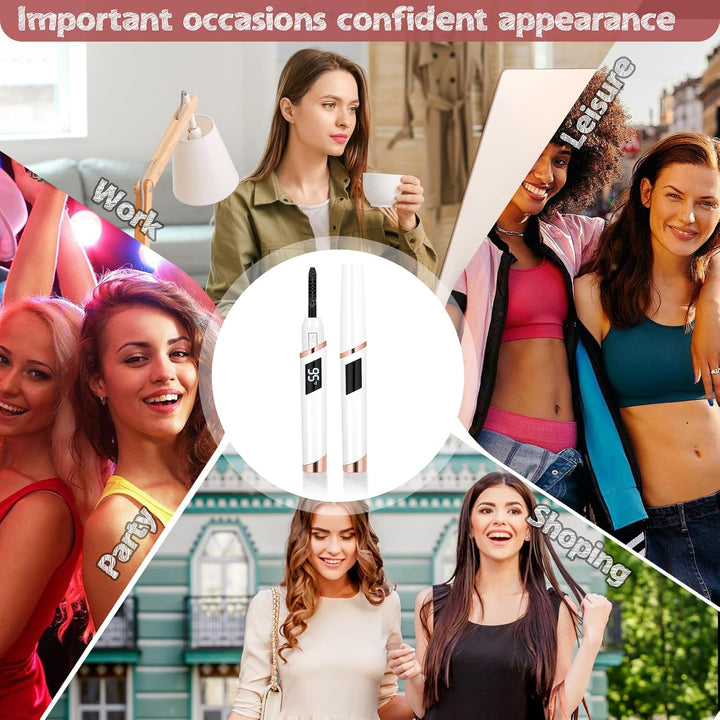 Heated Eyelash Curler for Women, Electric Lash Curler with 10S Fast Heating, 4 Adjustable Temp (65°C-95°C), 24H Curl, USB-C Rechargeable, Ergonomic Design, Travel-Friendly Makeup Tool Gift