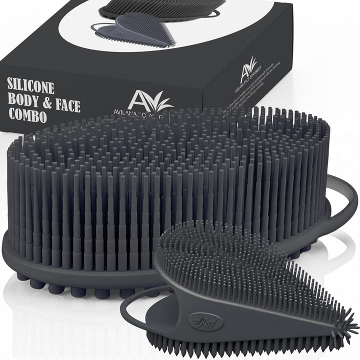 Silicone Body Scrubber – Gentle Shower Brush & Loofah Alternative- Food Grade & Lab Tested – Fast-Drying, Hygienic, Bpa-Free Silicone Body Gentle Exfoliator (Lavender, Massage)