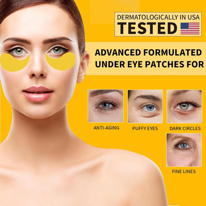 Under Eye Patches for Puffy Eyes 70PCS, 24K Gold Eye Mask for Dark Circles and Puffiness, under Eye Mask Patches Skincare, Eye Gel Pads, Eye Patches for Wrinkles, Puffy Eyes Bags Treatment Women Men