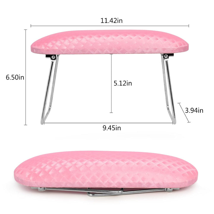 Nail Arm Rest,Professional Microfiber Leather Nail Hand Rest Stand Arm Rest for Acrylic Nails Cushion Hand Holder with Non-Slip - Nail Technician Use Must Have（Pink）