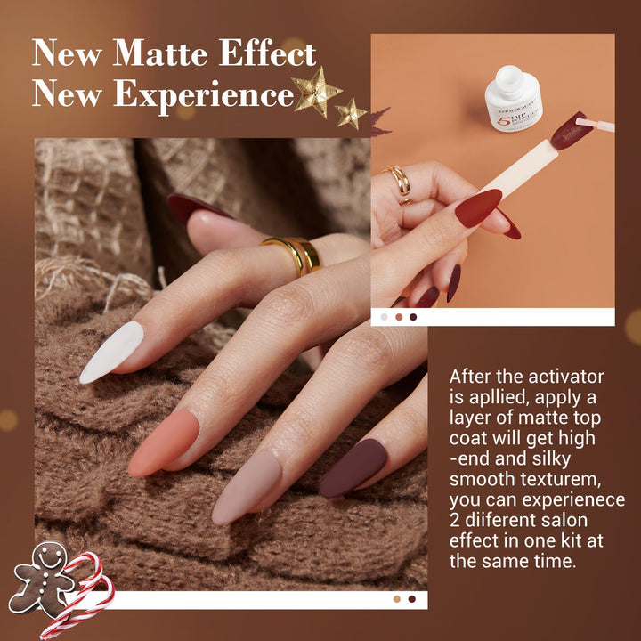 30Pcs Dip Powder Nail Kit Starter with Nail Sticks, 8 Colors Fall Winter Nude Brown Glitter, Dipping Powder Liquid Set with Matte/Base/Top Coat Activator for French Manicure Salon