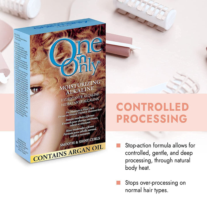 Moisturizing Alkaline Perm with Argan Oil, Moderate to Firm Curls, Fresh Scent, True-To-Rod Size Curls, Leaves Hair Shiny, Moisturized, and Manageable,