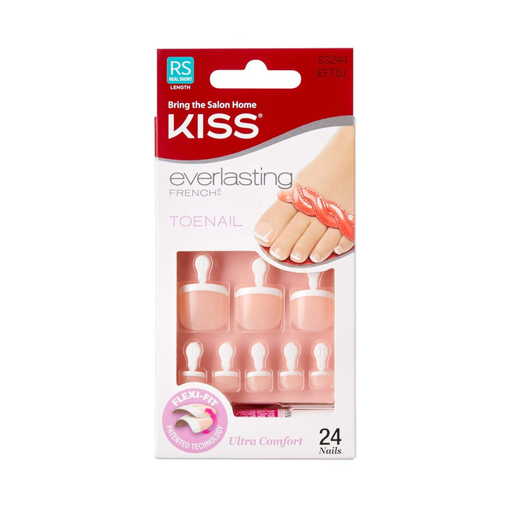 Everlasting French Nail Manicure, Chip-Free with Flexi-Fit Technology, Real Short, "Endless", Nail Kit with Pink Nail Glue (Net Wt. 2 G / 0.07Oz.), Mini File, Manicure Stick, and 28 Fake Nails