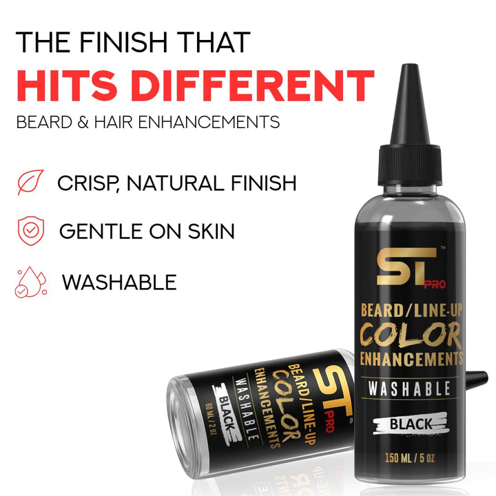 Airbrush Hair & Beard Enhancement Ink | Barber-Grade Line-Up & Filler Spray | Water Resistant, Washable, Pre-Mixed for Precision Hairlines & Sharp Edges (Washable / 60ML Black)