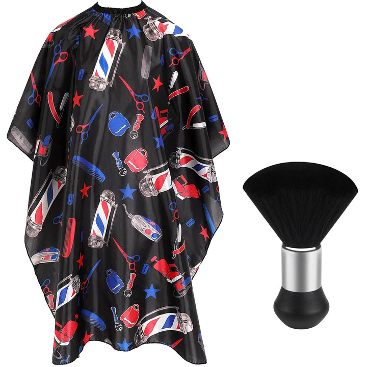 Professional Hair Cutting Cape with Neck Duster Brush, Salon Barber Cape, Hair Cutting Accessories (Black)