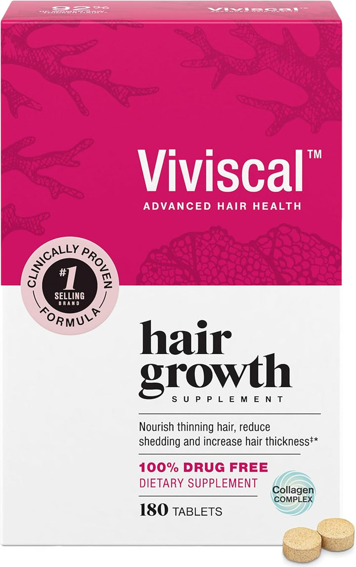 Hair Growth Supplements for Women for Thicker, Fuller Hair, Nourishes Thinning & Loss, with Proprietary Collagen Complex, 60 Tablets, 1 Month Supply