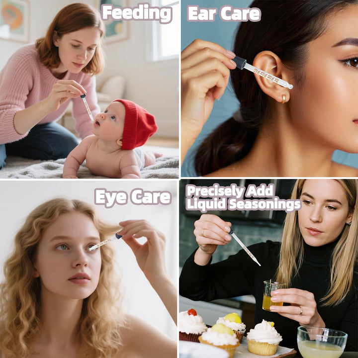 6 Pack Glass Pipette Dropper with Brush - Bent & Straight Tips, 1 Ml Eye Droppers for Essential Oils, Lab, Crafts, Measuring and Transferring Liquids