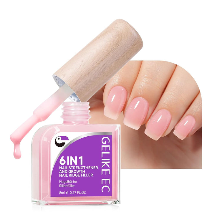 Nail Growth Strengthener for Woman: Nude Blush 6 in 1 Natural Nail Hardener Extra Strong and Growth - Nail Polish Hardener for Weak and Damaged Nails