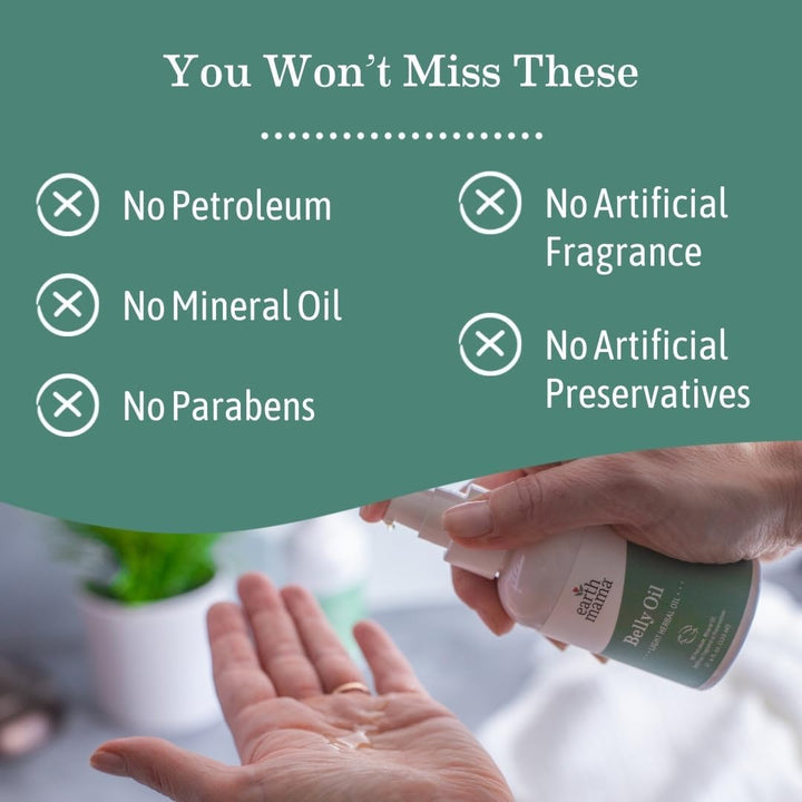 Belly Oil for Dry Skin | Calendula Skin Care Moisturizer Oil to Encourage Natural Elasticity and Help Prevent Stretch Marks during Pregnancy and Postpartum, 4-Fluid Ounce