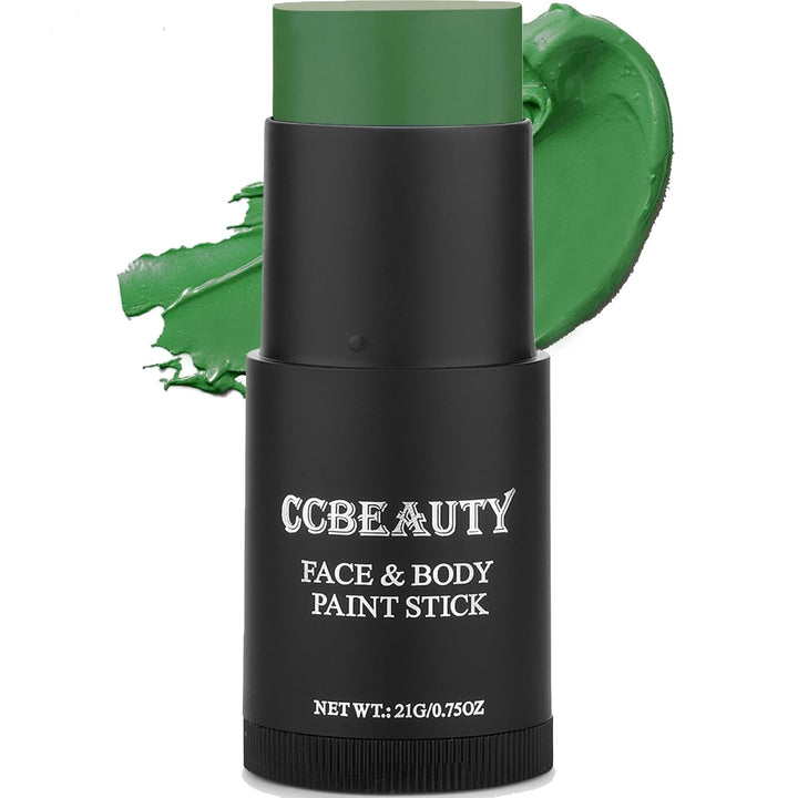 Witch Green Face Paint Stick, Face Painting Kit, Dark Green Cream SFX Makeup Foundation, Professional Body Paint for St. Patrick'S Day, Halloween Costume Party, Grinch Hulk Monster Makeup