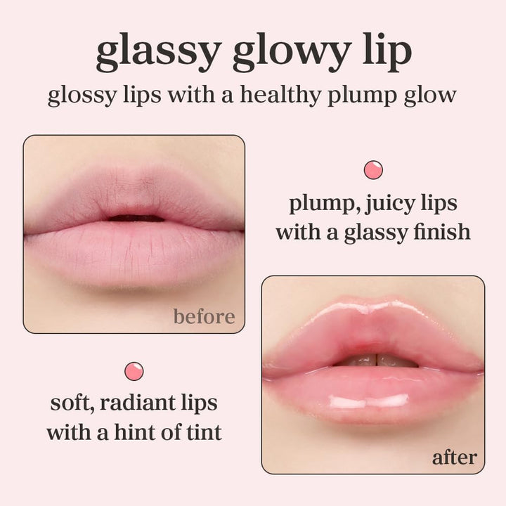 Korean Lip Oil - Applepeony | Long-Lasting, Moisturizing, Plumping, Revitalizing for Dry Lips, Waterproof, No Peel Off, Hydrating, Nourishing Crystal Clear, 0.12 FL Oz