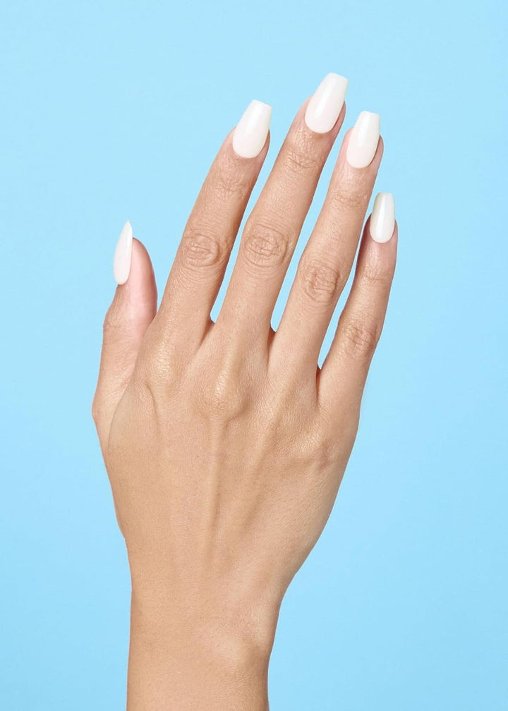 Semi Cured Gel Nail Strips (N Cream Cotton) - White, Solid, Works with Any UV/LED Lamps, Salon-Quality, Long Lasting, Easy to Apply & Remove - Includes 2 Prep Pads, Nail File & Wooden Stick