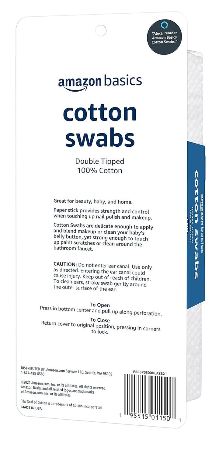 Cotton Swabs for Personal Hygiene and Baby Care, 500 Count, 1 Pack