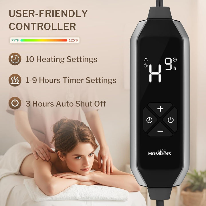 Luxeheat Massage Table Warmer Heating Pad, 30" X 72" Soft Fleece Professional Massage Therapy Bed Warmer with 10 Heat Settings, 1-9 Hours Auto Off, Rapid Heating