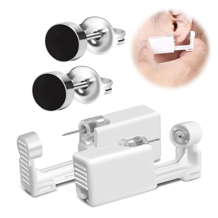 2 Pack Disposable Ear Piercer Safe Piercing Ear at Home Self Use Ear Piercing Gun Kit for Girl Women with Sterilized Ear Stud（205#）