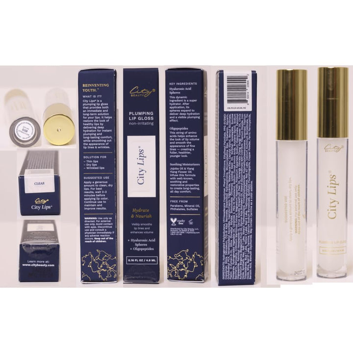City Lips Clear - Plumping Lip Gloss - Hydrate & Volumize - High Shine Lip Plumper - Hyaluronic Acid & Peptides Visibly Smooth Lip Wrinkles - Cruelty-Free