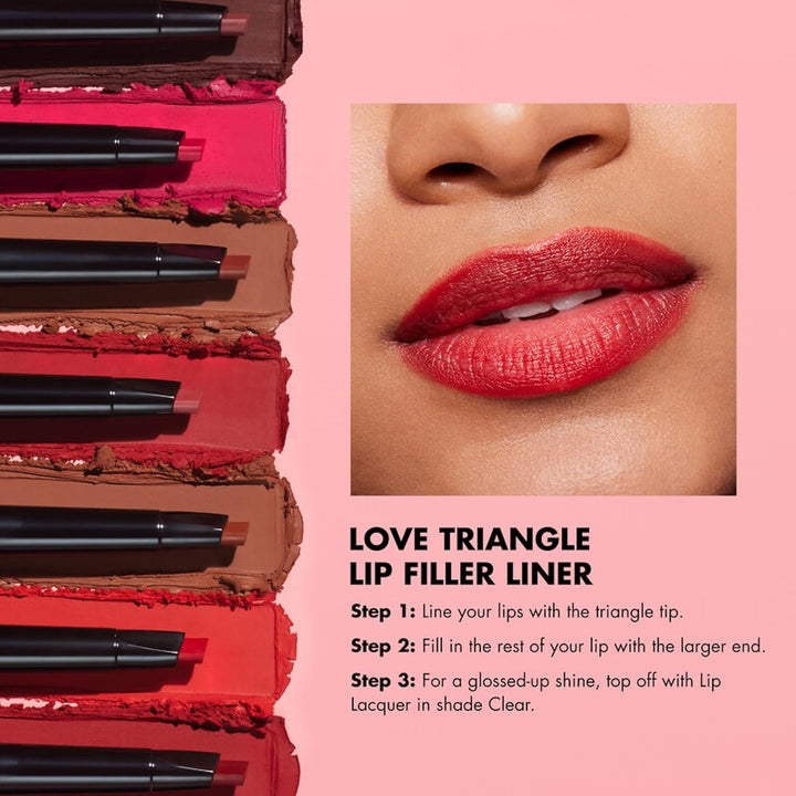 Love Triangle Lip Filler Liner, 2-In-1 Lipliner Pencil for Sculpting & Filling, Long-Lasting Intense Color, Vegan & Cruelty-Free, Soft Pink