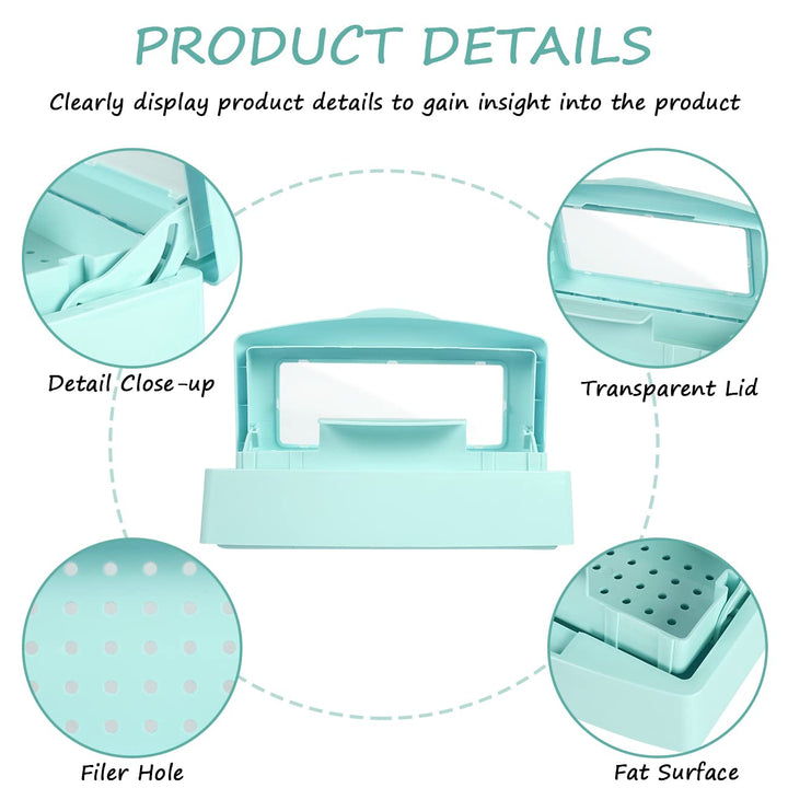 Barbicide Disinfectant Box Nail Art Tools Sanitizing Tray Disinfectant Container Nail Tool Sterilizer Box Plastic Clean Sterilizer Box Storage Organizer for Nail Manicure Tool (Light Green)