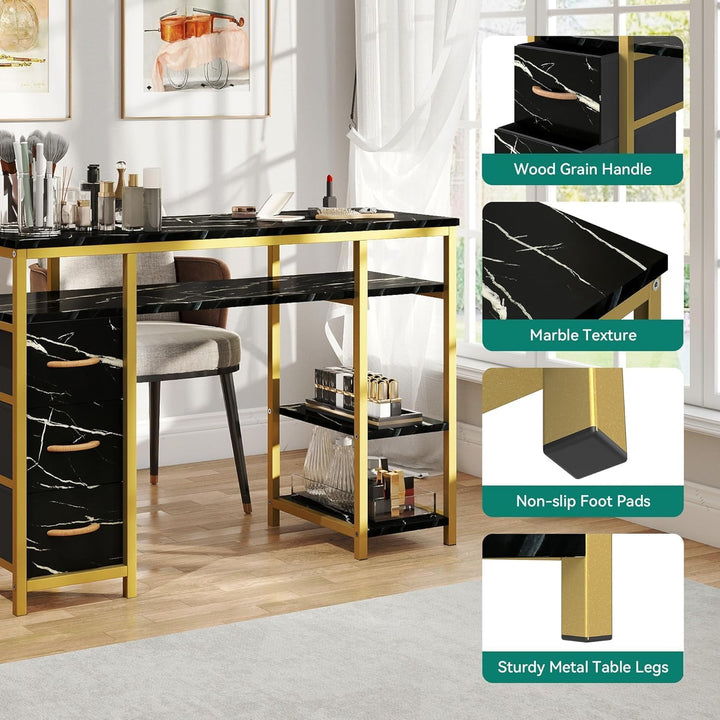 Manicure Table with 3 Drawers, 47.2In Nail Desk with Storage for Salons & Home Spas, Durable & Functional Design