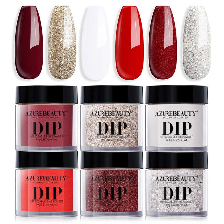 Dip Powder Nail Basic Set White Black Silver Grey Pure Sparkle 6 Colors All Seasons Dipping Powder Starter Kit French Nail Art Manicure DIY Salon for Women, No Need Nail Lamp Cured