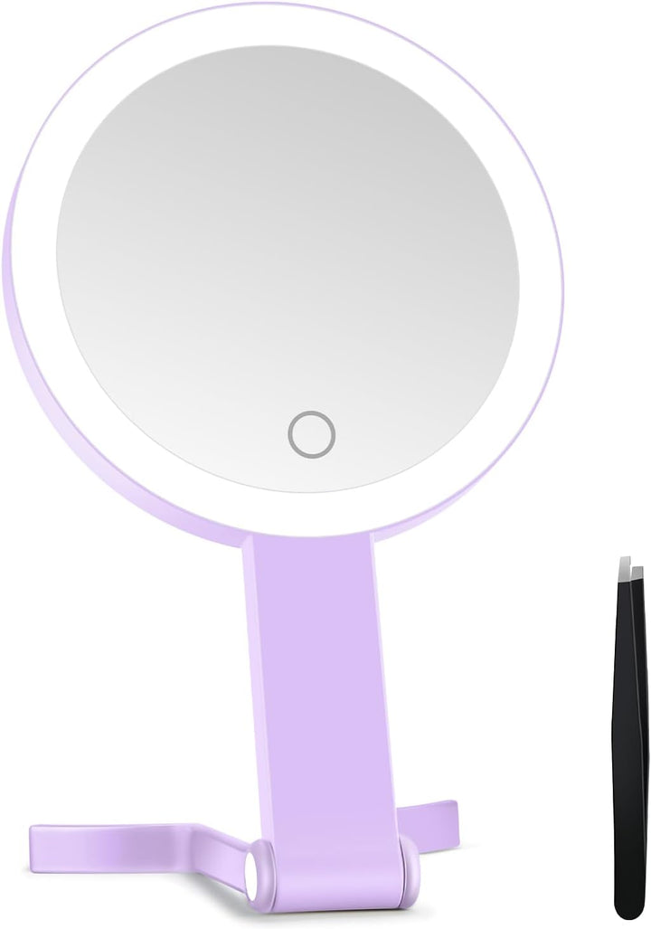 Lighted Makeup Mirror, 30X Magnifying Mirror with Light and Adjustable Brightness, Hanging and Handheld Mirror with Handle, Portable Travel Makeup Mirror with Lights, Vanity Mirrors for Women