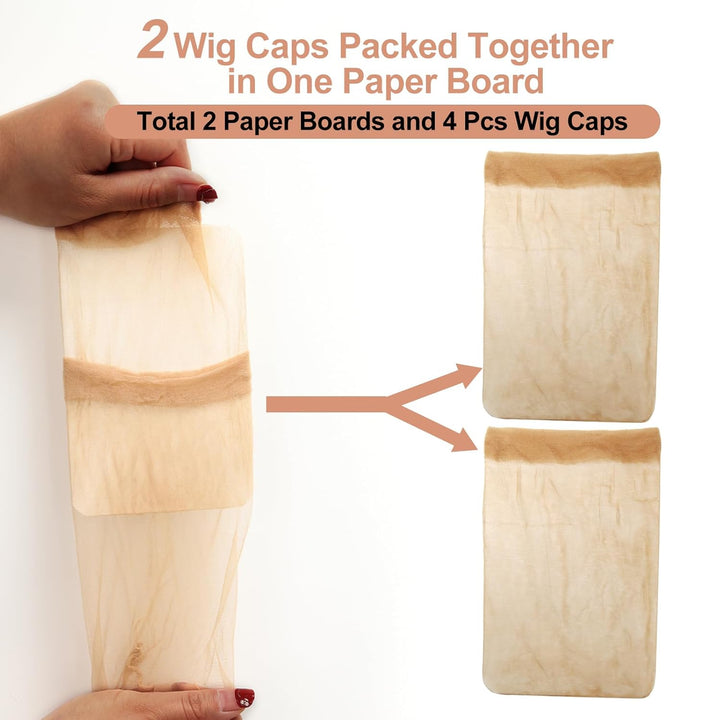 Skinlike HD Wig Cap, 4 Pieces Invisible and Sheer Breathable Ultra-Thin Stretchy Stocking Caps for Lace Front Wigs