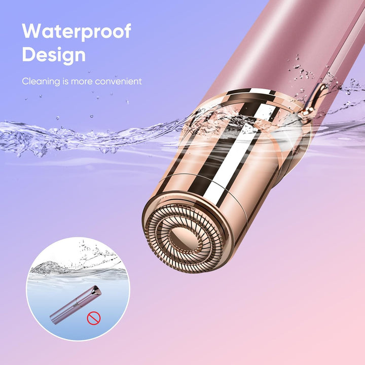 Facial Hair Remover for Women- as Seen on TV Painless Face Shaver -Mini Hair Remover, Electric Razor Shaver Portable Bikini Epilator for Lips, Chin, Armpit, Peach Fuzz, Fingers, Neck, Cheek(Rose Gold)