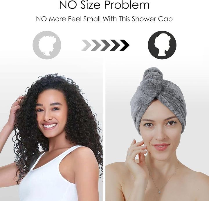 5 Pack Thicken Microfiber Hair Towel Wrap for Women - Elastic Loop Design - 320GSM Coral Velvet - Quick Dry Hair Turban - 11X28 Inch (Grey+Pink+Brown+Frozenblue+Frozenberry)