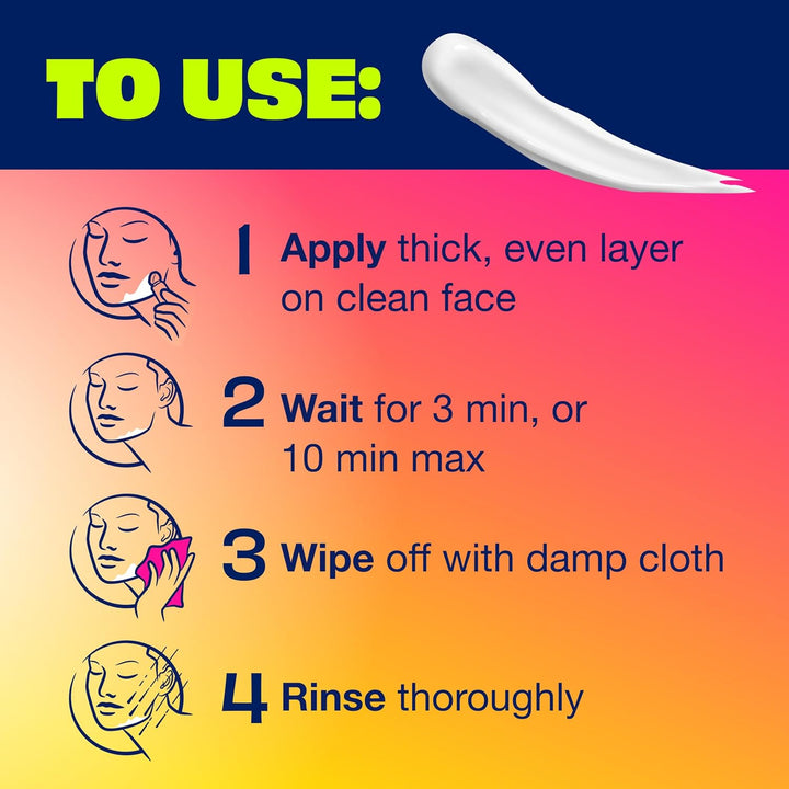 Prep & Smooth Face Exfoliating Depilatory Cream for Women - Effective Hair Removal for Smooth Skin with Hyaluronic Acid, 1.76 Oz