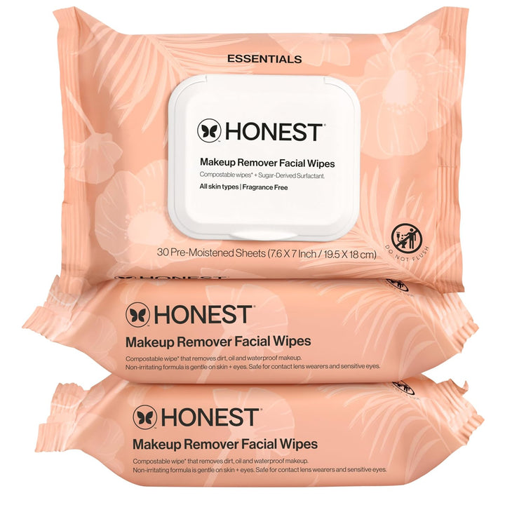 Fragrance Free Cleansing Makeup Remover Facial Wipes | Plant Based, Hypoallergenic, Gentle for Sensitive Skin | 90 Count