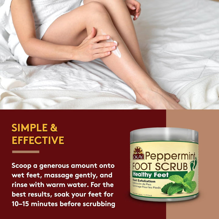 Peppermint Foot Scrub - Exfoliating Foot Scrub, Foot Exfoliator, Great for Cracked Heels, Pedicures, Dead Skin Remover, Exfoliant for Calluses, Moisturizer for Dry Skin - 6 Oz (Pack of 1)