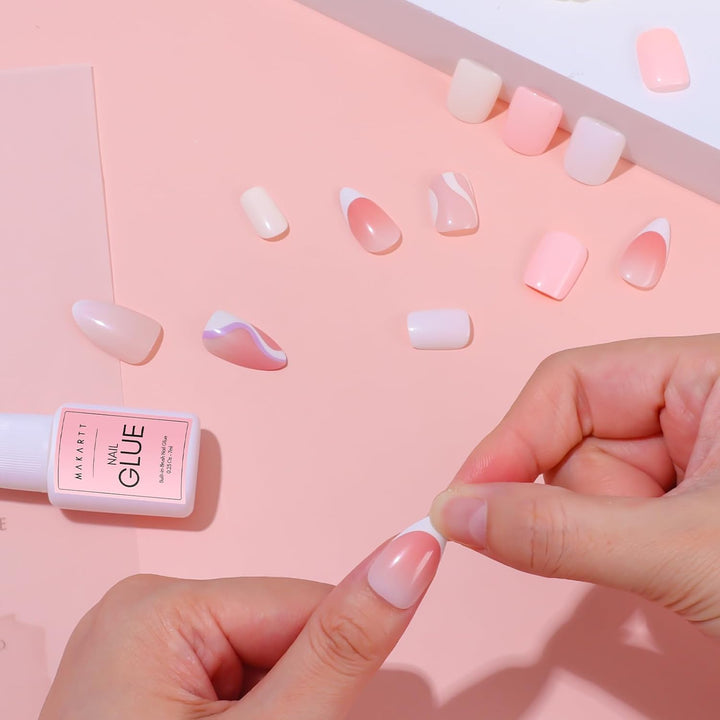 Super Strong Nail Glue for Press Ons: Acrylic Nail Tips-Fake Nails-Salon Quality, Brush On, Quick Dry, Easy Application Durable & Long-Lasting Fast Glue False Nails, Hema Free