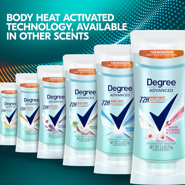 Advanced Protection Antiperspirant Deodorant White Flowers & Lychee for 72-Hour Sweat & Odor Control for Women, with Body Heat Activated Technology, 2.6 Oz