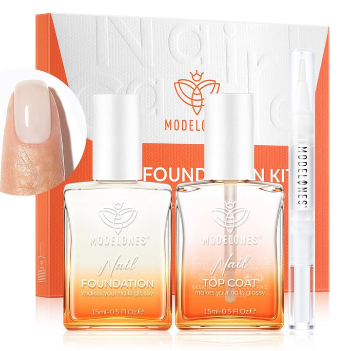 Nail Strengthener and Growth Nail Hardener Extra Strong and Growth Nude Pink Orange Nail Polish Nail Repair for Damaged Nails Strengthening Polish Ridge Filler for Nails 15Ml