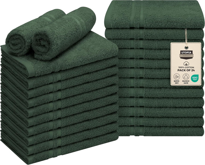 Cotton Bleach Proof Salon Towel 16 by 27 Inches, Bleach Safe Gym 100% Cotton Hand Towel, 24 Pack, Black