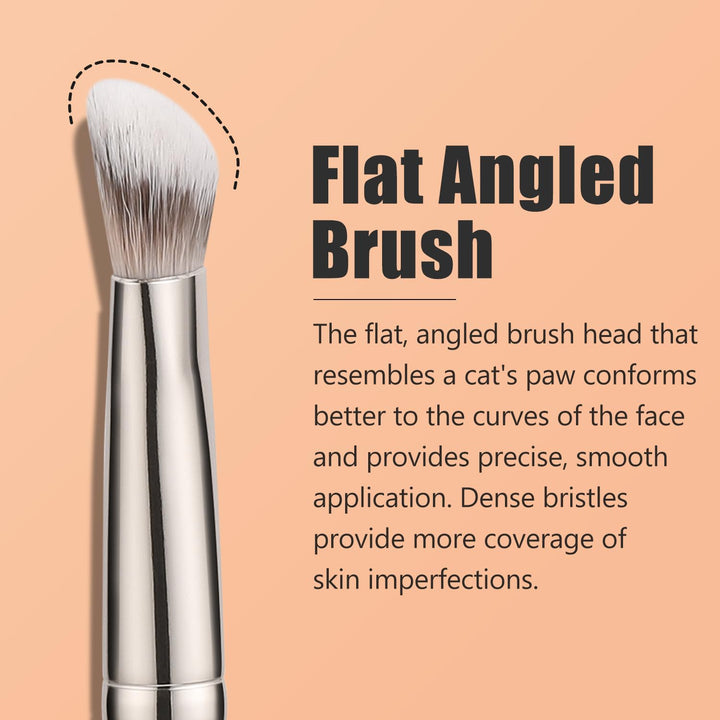 Under-Eye Concealer Brush, Small Flat Angled Synthetic Bristles Flawless Coverage Multitask Brush with Liquid Cream Powder
