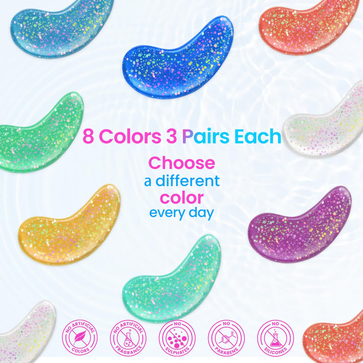 Under Eye Patches (24 Pairs) - Eye Gel Pads for Wrinkles, Puffy Eyes, Dark Circles, Eye Bags, Natural Collagen Eye Gels Pads, under Eye Mask Patches for Refreshing, Revitalizing