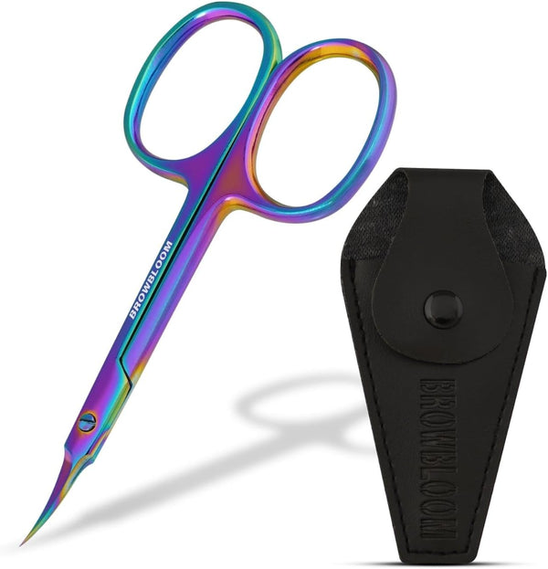 Precision Cuticle Scissors for Manicure, Pedicure, Eyebrow, and Eyelash Grooming - Extra Sharp Multi-Color Curved Cuticle Scissors with Black Storage Case for Men and Women (Multi)
