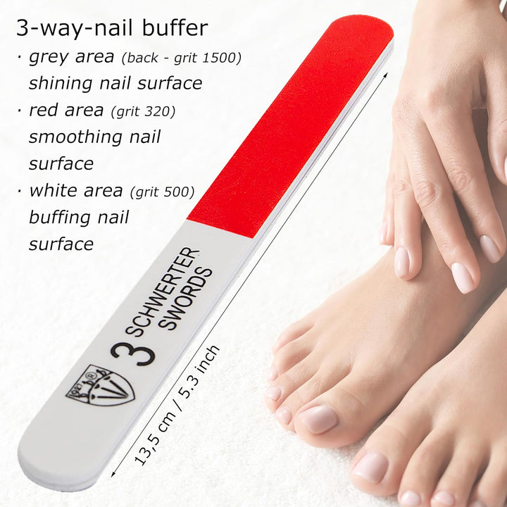 - Brand Quality Sapphire Metal Nail File Set (5 Pcs.) with 3-Way Nail Buffer (1 Pc.), Manicure Pedicure Finger & Toe Nail Care - Made in Solingen Germany (671)