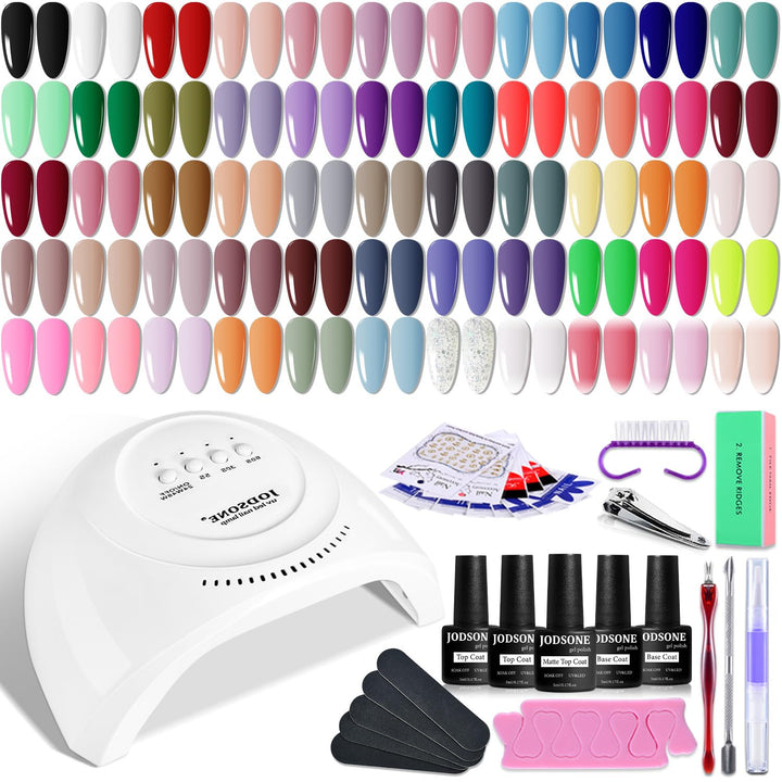 36 PCS Gel Nail Polish Set-32 Colors Gel Polish Kit Base Coat Glossy Matte and Glitter Top Coat Nail Polish Set Green Blue Red Pink Collection Gifts for Women
