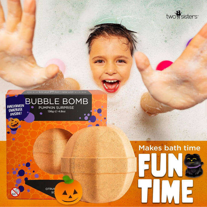Halloween Bath Bombs for Kids with Surprise Halloween Toys inside - Large Pumpkin Bath Bombs for Kids, Boys & Girls – Spooky Boo Basket Stuffers for Kids - Made in USA Bubble Bomb by