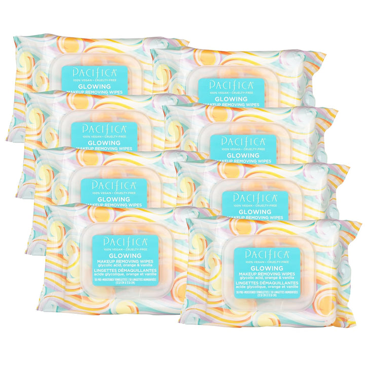 Makeup Remover Face Wipes - Daily Facial Cleansing & Exfoliating Towelettes - Biodegradable - Organic - W/ Gycolic Acid - Clean Beauty Vegan & Cruelty-Free Dermatologist Tested 30 Count