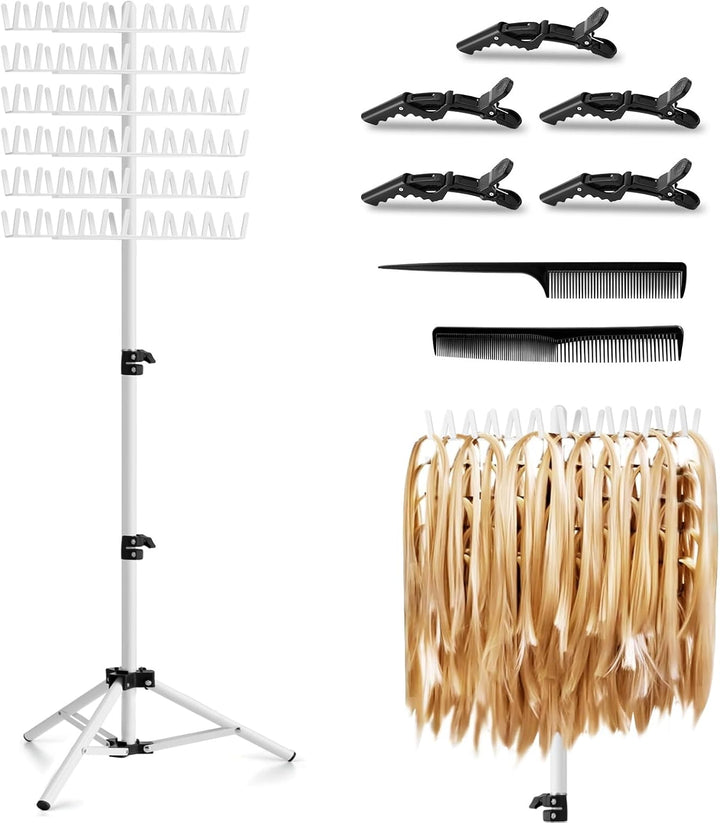 Braiding Hair Rack Standing Extension Holder Hanger, 144 Pegs Divider for Separator Stand Display (Black)